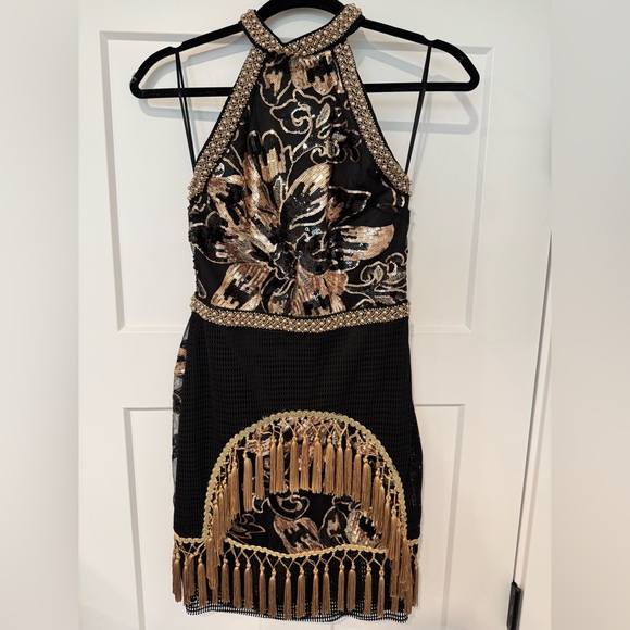 NWOT 12th Tribe Like Gold Dust Sequin Fringe Dress - SM - Picture 1 of 9